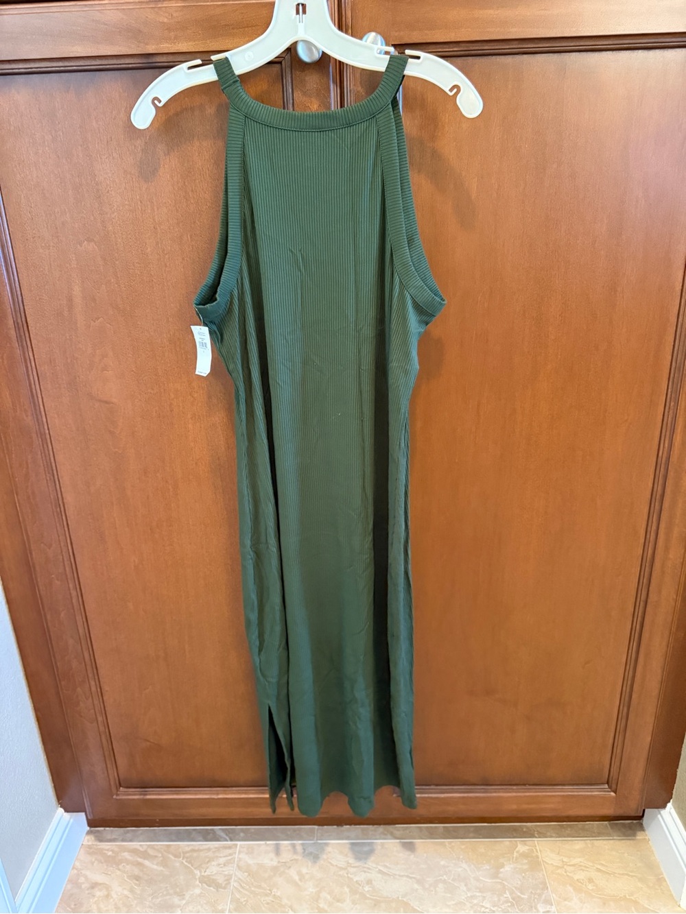 Olive Green Ribbed Maxi dress